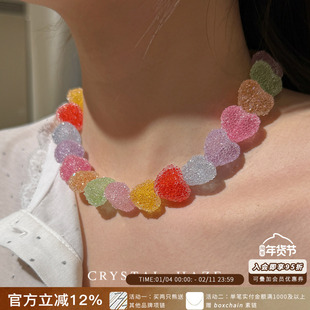 新品CRYSTAL HAZE正品 彩色爱心糖果项链可爱小众设计时尚锁骨链