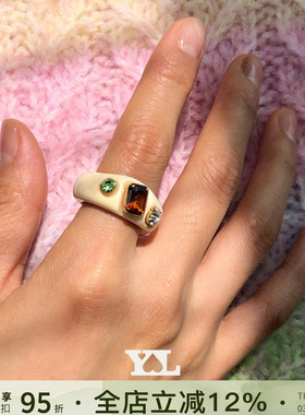 断码清仓巨折拍下不换 韩国ylyl小众设计师轻奢亚克力戒指女