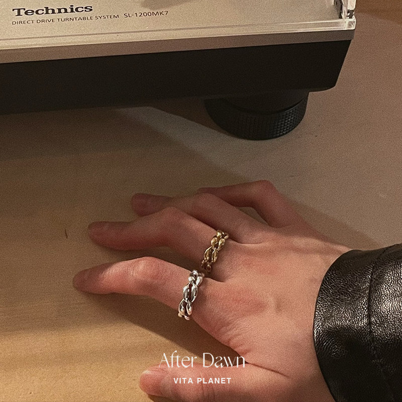 After Dawn韩国设计师品牌Twisted dew纯银水滴麻花戒指小众指环