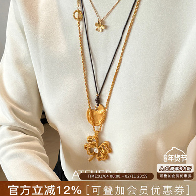 ATELIERSO金币蜡绳长项链毛衣链