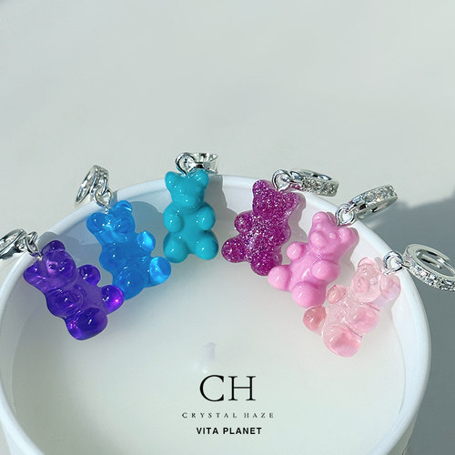 CRYSTALHAZE银扣小熊项链吊坠