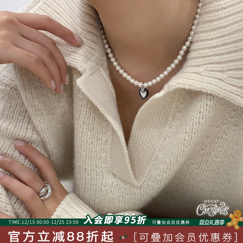 韩国SSIL小众气质爱心珍珠项链