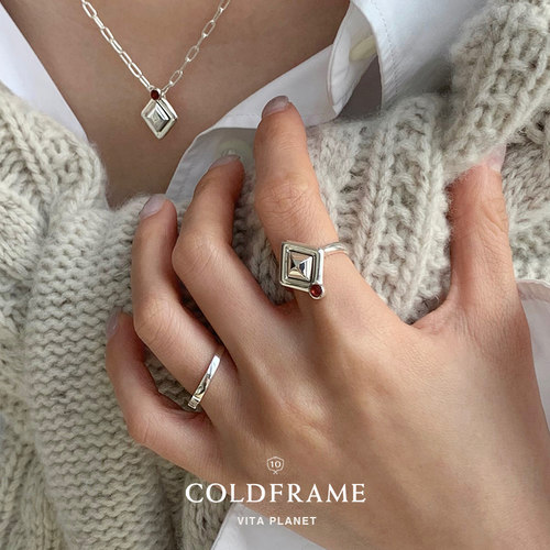 韩国COLDFRAME 10周年新品 永恒珍宝系列 纯银石榴石戒指时尚指环