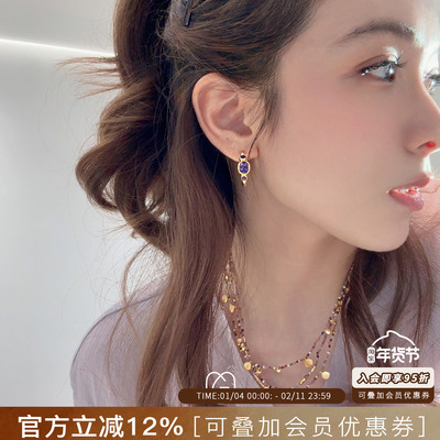MaryGaitani天然石纯银镀金耳环