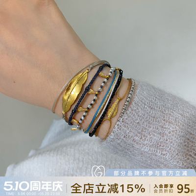 希腊Mary Gaitani 天然石串珠编绳叶子手链合集复古小众手工叠戴