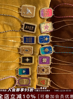 MYABAY金色双面盾牌吊坠项链