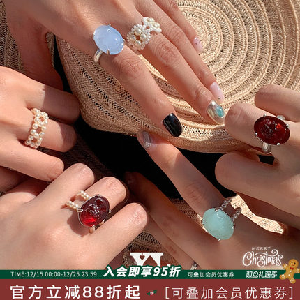 断码清仓巨折拍下不换韩国YLYL 925纯银珍珠串珠复古人像戒指