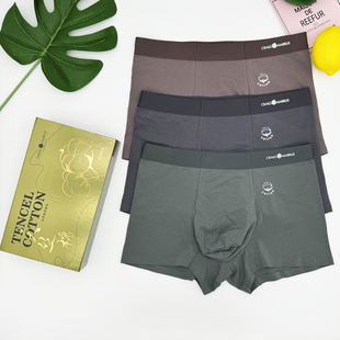 柔软舒适透气吸湿中腰平角短裤 纯棉内裤 CM天丝棉高品质男士 3条装