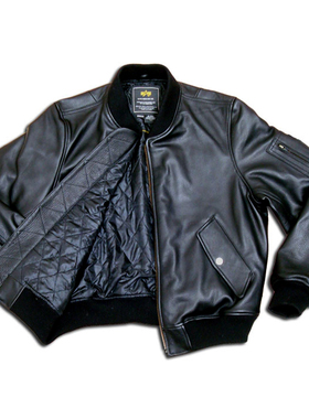 进口AHA真皮飞行员皮衣机车短款头层牛皮阿尔法MA1空军皮夹克