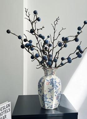 仿真蓝莓果摆设摆件客厅餐厅装饰氛围感提升仿真花高级感逼真花束