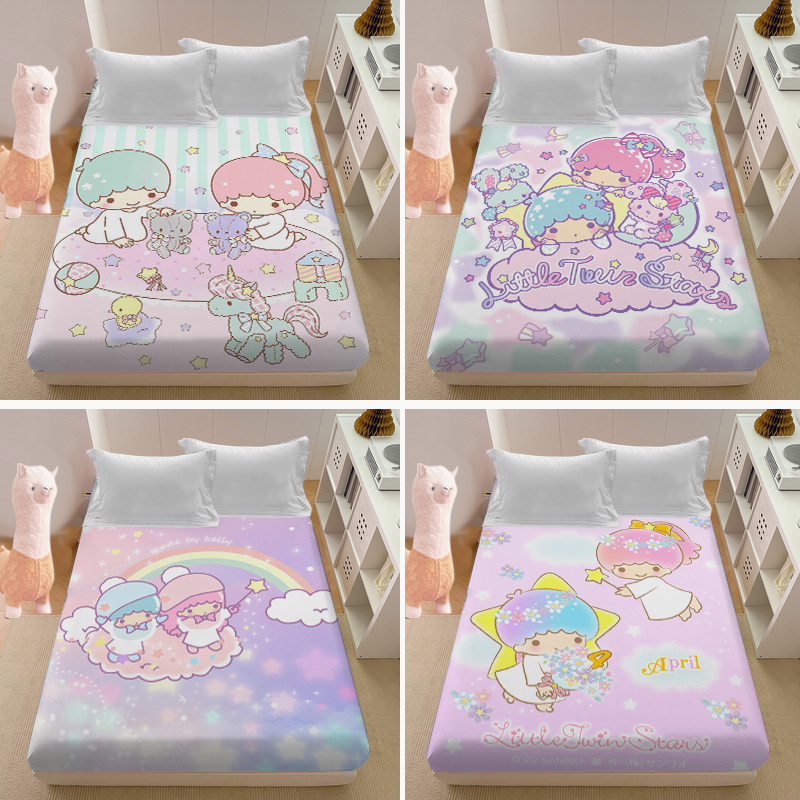来图定制双子星床单卡通动漫床笠宿舍ins少女心公主粉儿童学生床.,床上用品,床笠,淘宝优惠券,粉丝福利购,淘宝优惠卷