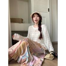 衣之派女装大码旅游度假镂空套装两件套穿胖搭名族风MM半身裙上衣