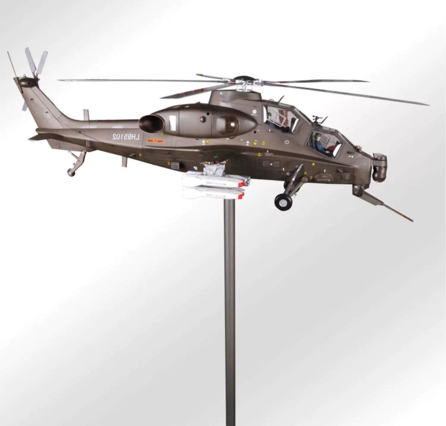 1:12武装直升机合金属 武直十动态飞机模型 直10 军事礼品包邮