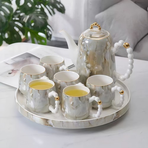 高档陶瓷茶具套装家用客厅水杯水壶乔迁新居结婚茶壶茶杯轻奢水具