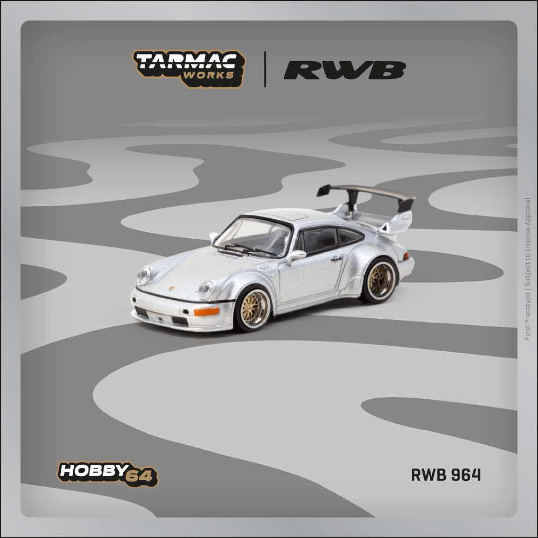 现货 TW 1:64 RWB 964 银色 合金汽车模型