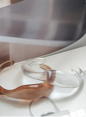 纯净版理石纹仿玉石开口不可调节树脂手镯多款透明亚克力手链饰潮