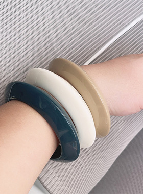 北欧风多色飞碟型树脂手镯复个性尖角圆环亚克力马卡龙手链手饰