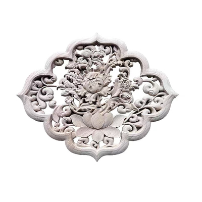 实木镂空雕刻八宝吉祥藏式中式装饰贴花新款菱形八件东阳木雕