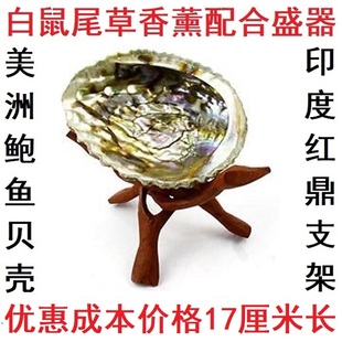 美国加州进口白鼠尾草香薰工具 南美鲍鱼贝壳 印度红鼎支架 盛器
