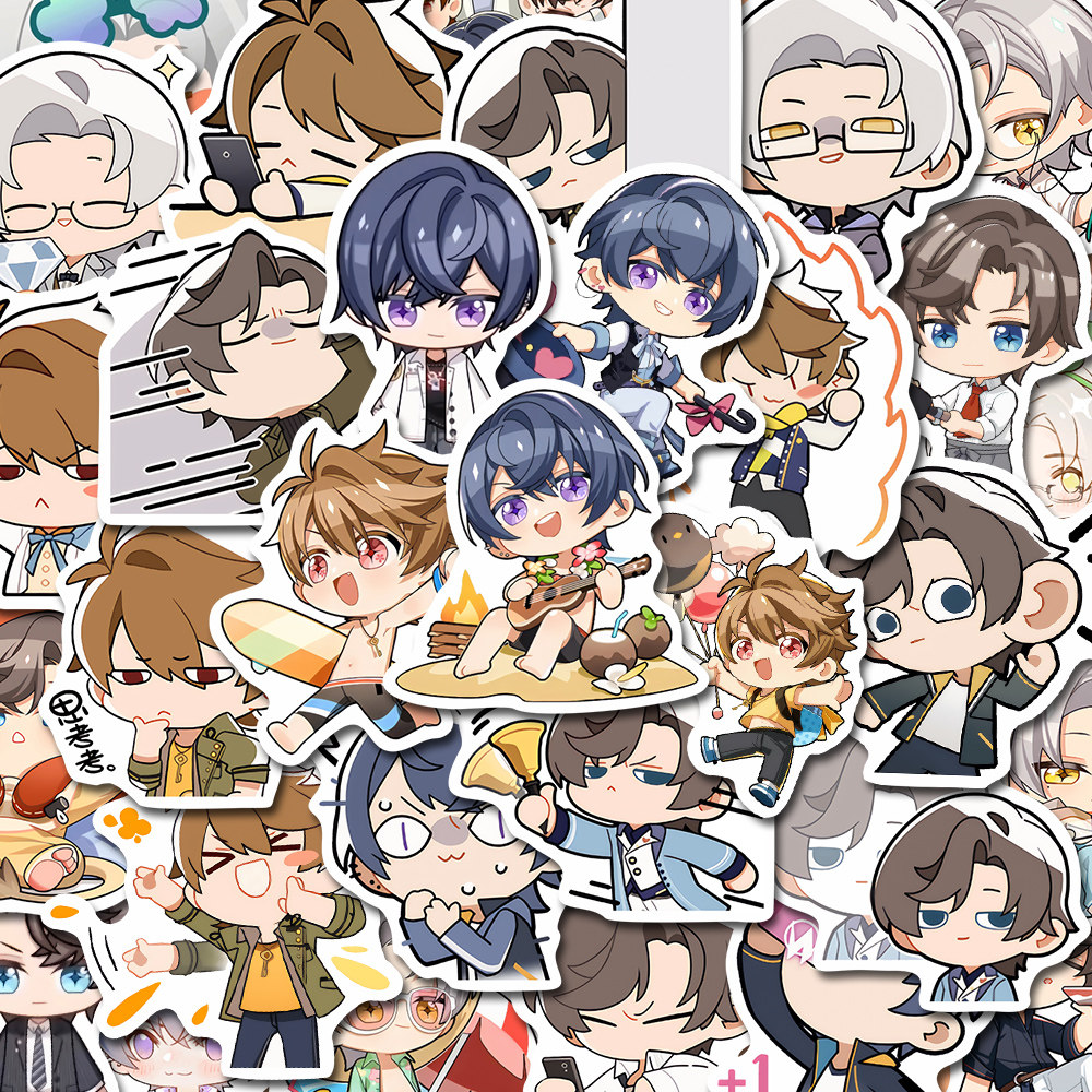 100张q版未定事件簿陆景和左然表情包贴纸行李箱手机壳贴画不留胶