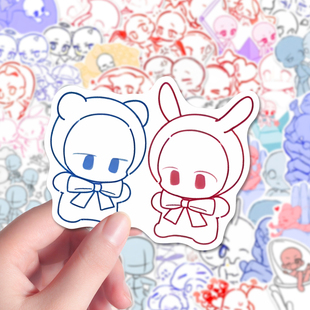 240张可爱Q版互动模版贴纸创意OC双人二次元人体结构绘画素材贴画