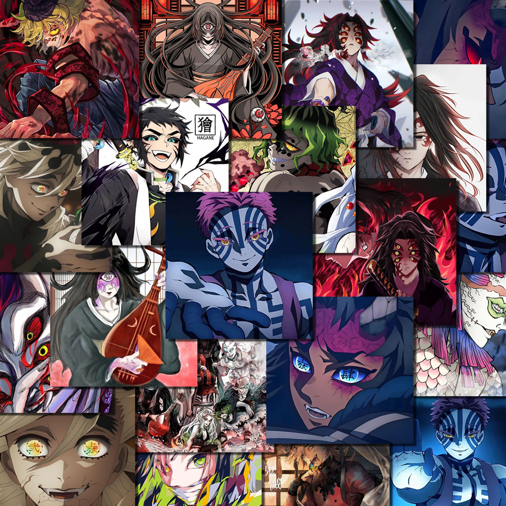 动漫鬼灭之刃十二鬼月人物周边贴画笔记本电脑平板装饰防水贴画