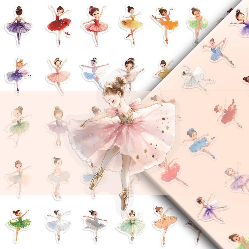 跳舞的芭蕾女孩】透明款Q版贴纸80贴卡通可爱手绘DIY装饰手账贴