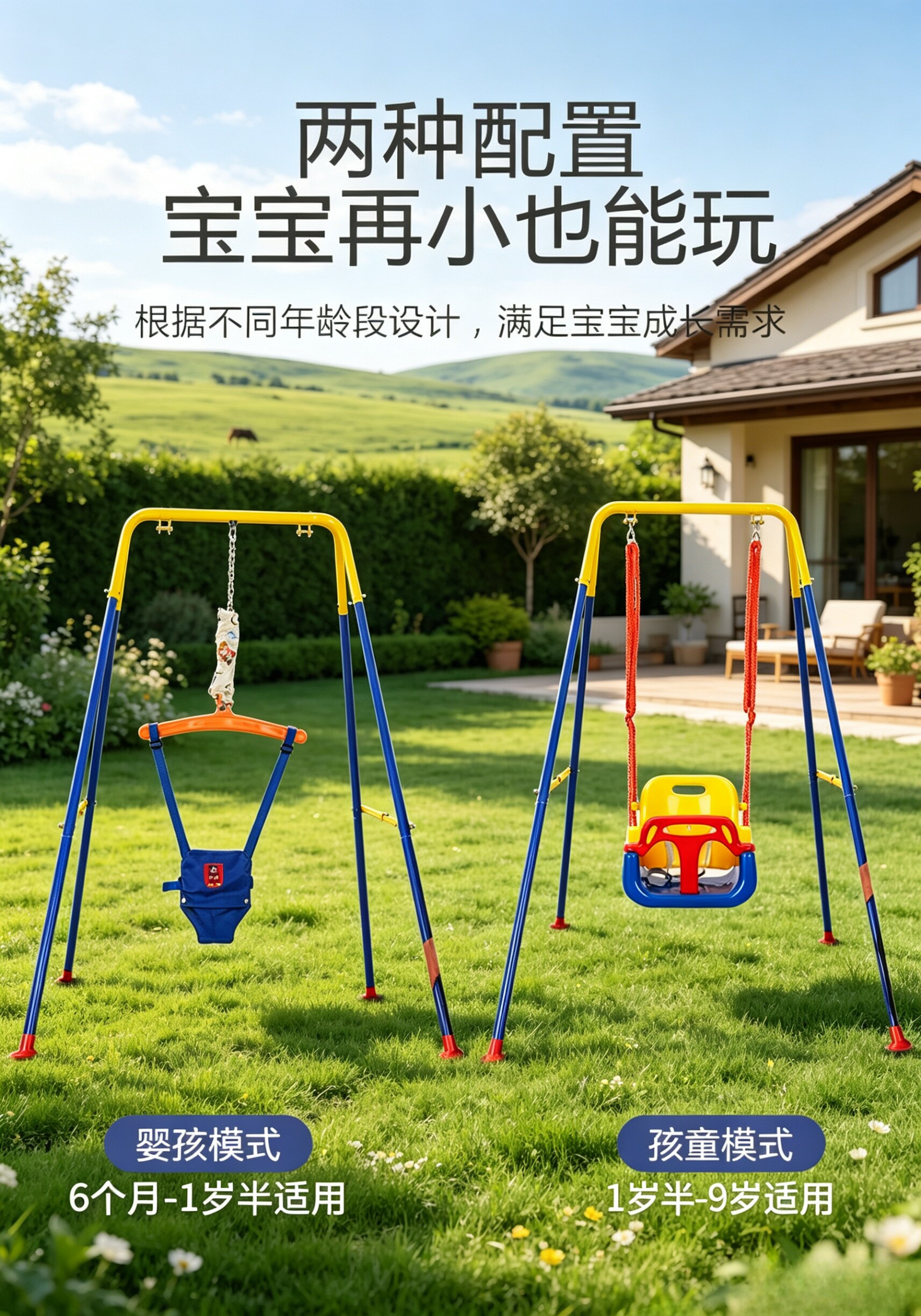 儿童秋千家用户外三合一秋千可折叠支架户外室内吊椅坐椅广场千秋