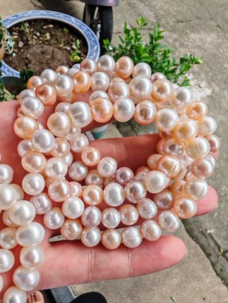 天然淡水珍珠手链7-8-9mm近圆螺纹 亏本清仓处理价尾货库存