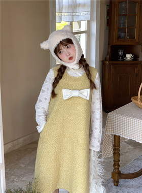 蛋包饭餐厅 黄色蝴蝶结少女背带裙 10.31 新品95折上架