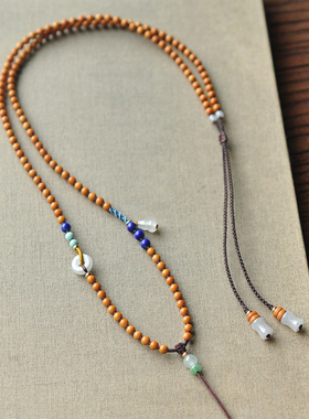 秦皇翡翠纯天然橄榄核毛衣链项链