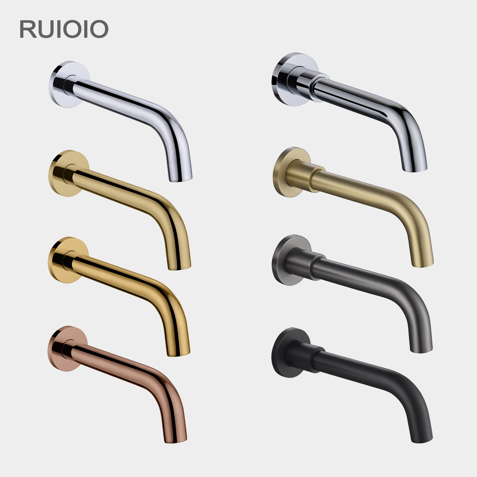 全铜入墙式面盆龙头出水嘴可旋转暗装淋浴花洒配件下出水咀玫瑰金