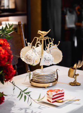 轻奢欧式家用沥水架带托盘创意咖啡杯收纳架杯具置物架