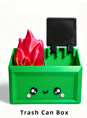 跨境爆款3d打印垃圾箱大火笔筒dumpster fire 桌面摆件