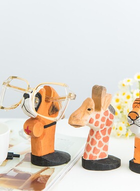 木制工艺品眼镜架创意手工木雕收纳支架眼镜展示架礼物实木木质