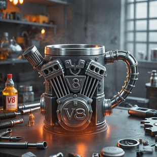 跨境新款发动机V8杯子摆件创意机械感马克杯摆件V6艺术杯树脂摆件
