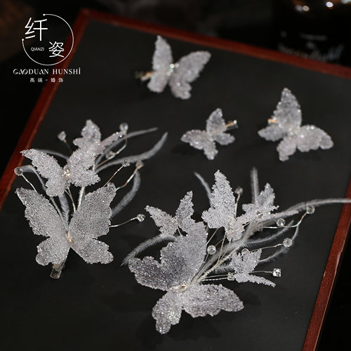 韩式甜美滴胶水晶蝴蝶发夹头饰