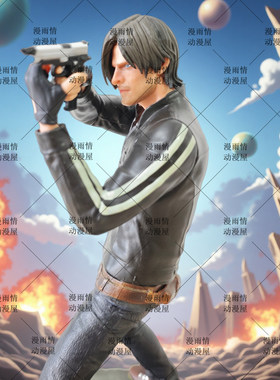 生化危机游戏动漫周边装饰摆件特种兵持枪里昂手办二次元潮玩礼物
