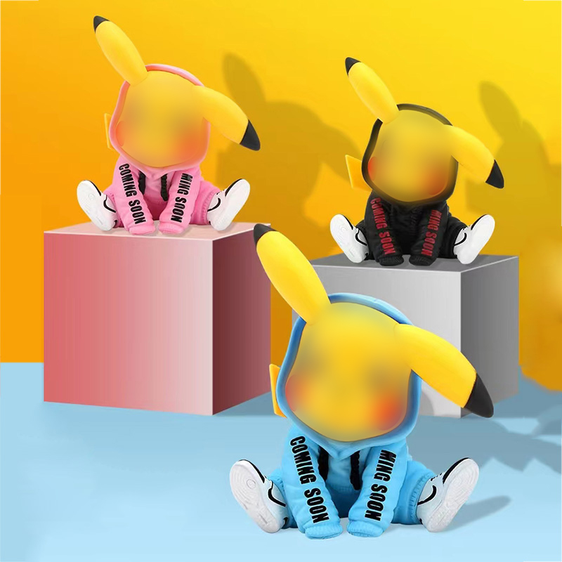 宠物小精灵迷彩潮服肌肉皮卡丘肌肉手办公仔模型车载摆件可爱礼物