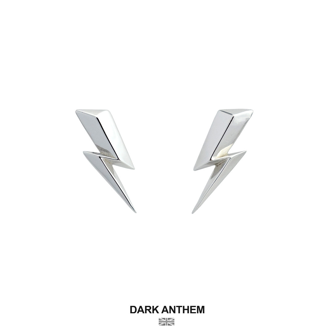 英国DARK ANTHEM重音/David Bowie闪电耳钉中性酷男女款个性纯银