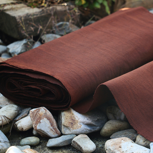 倚山人|贵州土布薯莨染手工茶席桌布仿柿染复古色做旧服装diy面料