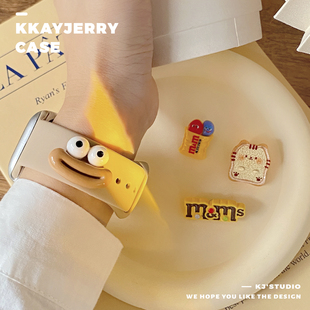 适用苹果iwatch表带装 饰配件 饰扣苹果硅胶表带可爱卡通表扣钉装