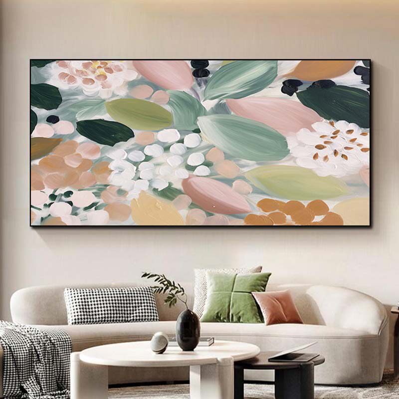 纯手绘油画童真鲜花植物花卉印象画现代装饰画客厅手工挂画抽象画