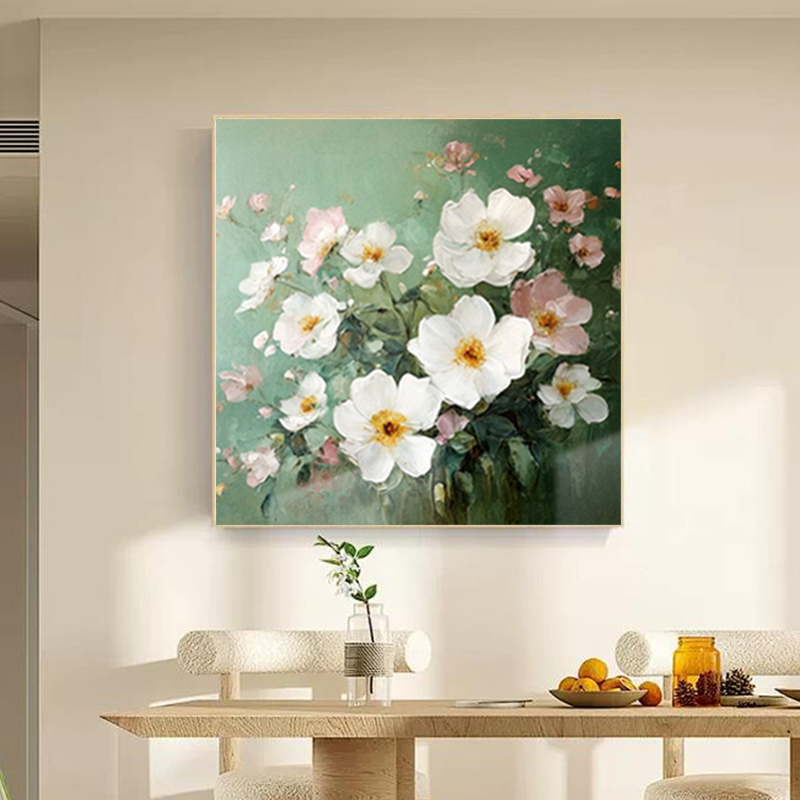 手绘油画春天清新花卉印象画大芬村现代优雅卧室餐厅装饰画书房画图片