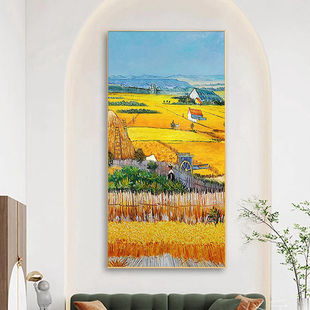 纯手绘油画梵高丰收印象画大芬村欧式客厅餐厅田园背景玄关装饰画
