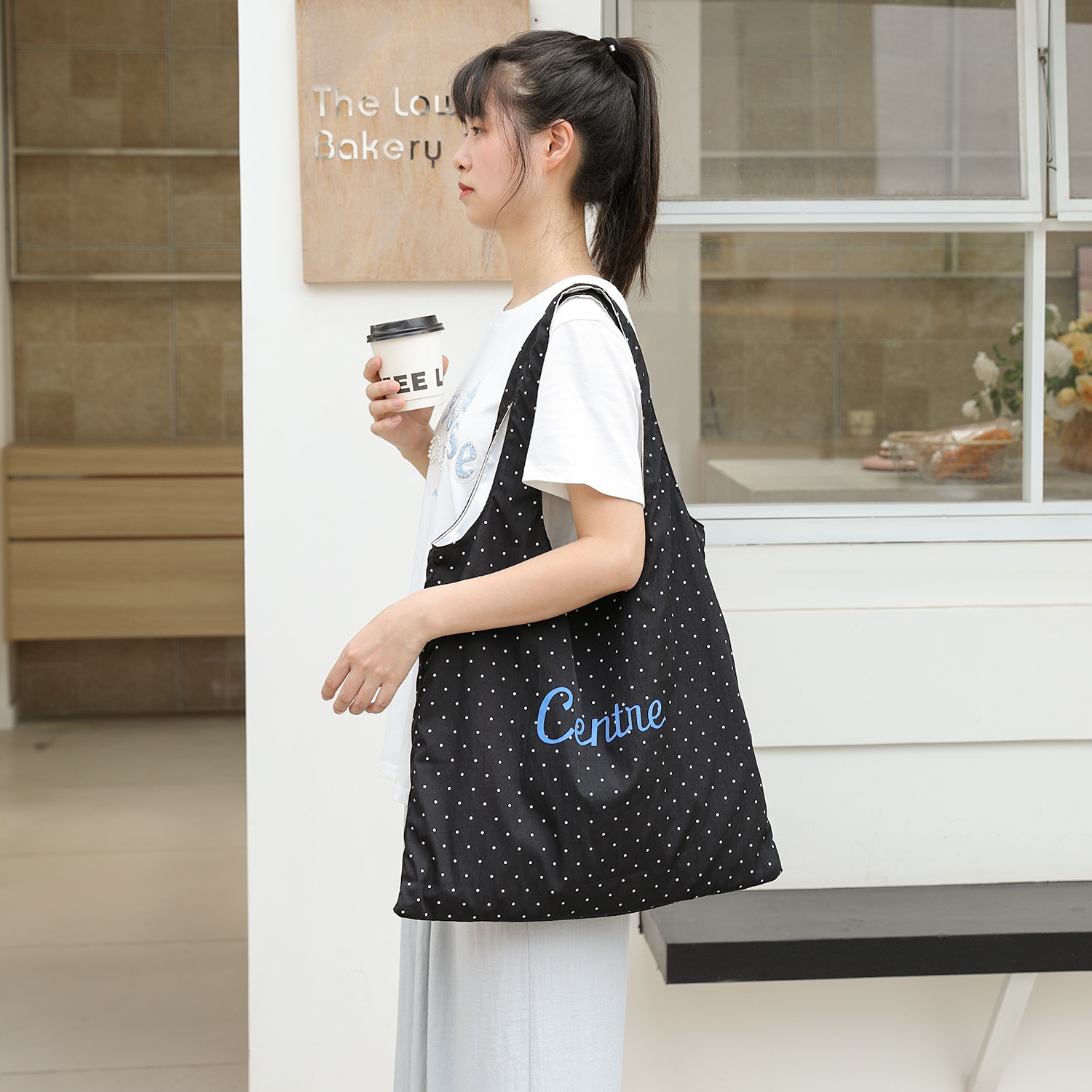 ins超火波点帆布托特包女字母