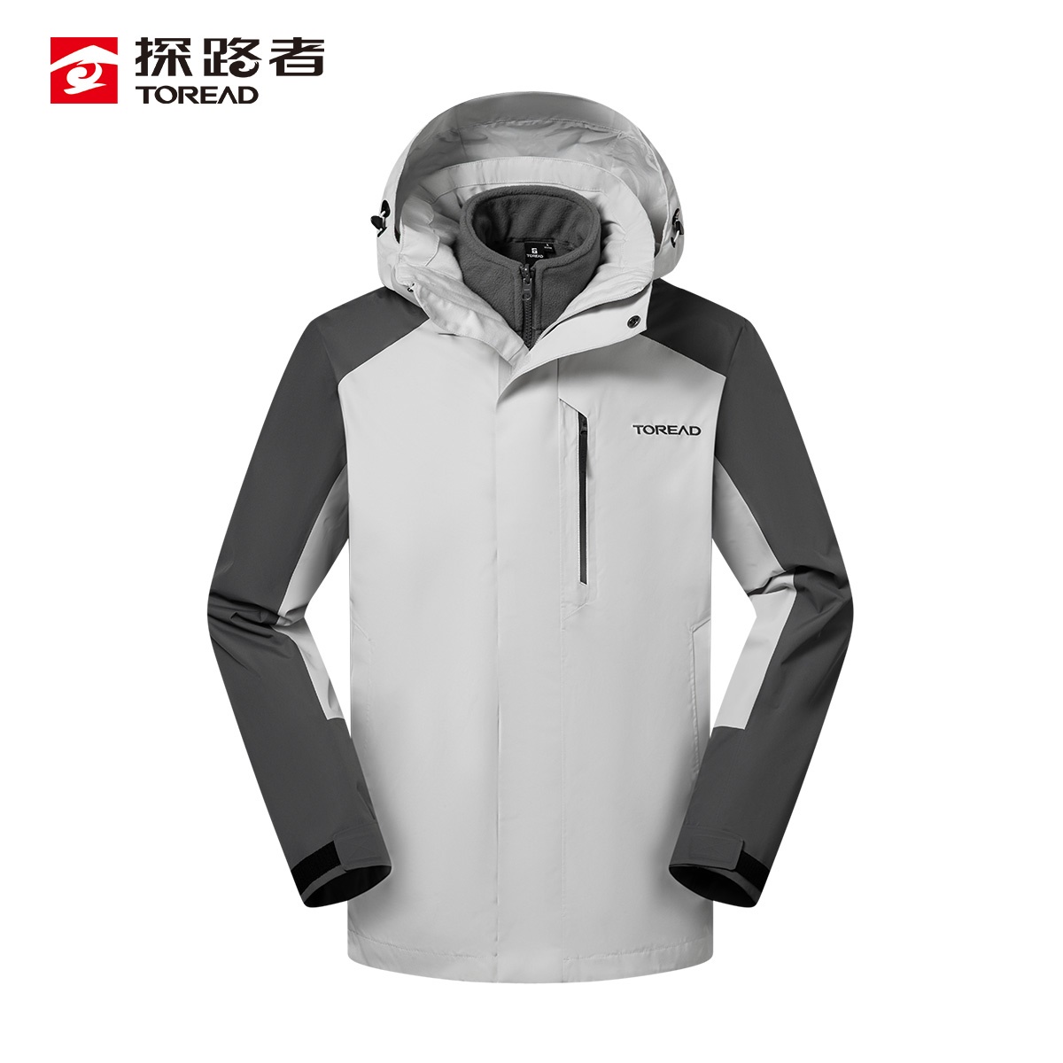 探路者抓绒冲锋衣 秋冬款男户外三合一可拆卸登山服TAWWCM91760
