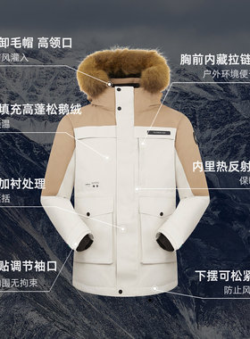 探路者羽绒服鹅绒男秋冬户外防水防风保暖防寒服女TADDBL91712