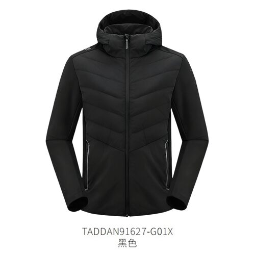 探路者羽绒服男25秋冬新款轻薄拼接休闲连帽外套羽绒TADDAN91627