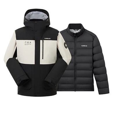 探路者羽绒冲锋衣男女通款 秋冬户外防风保暖登山服TAWWCM90823